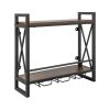 Industrial Wall Mounted Wine Rack with 3 Stem Glass Holders